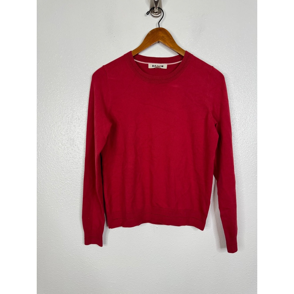 Boden Womens Red Cotton‎ Blend Crew Neck Pointelle Detail Sweater Size S K0833